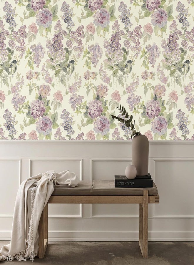 JiffDiff Floral Wallpaper Peel and Stick Modern, Purple Lilac Flower Wall Paper, Vintage Self Adhesive Wallpapers for Bedroom or Furniture Decor, Removable Renter Friendly Contact Paper 120" X17.3" - Image 5